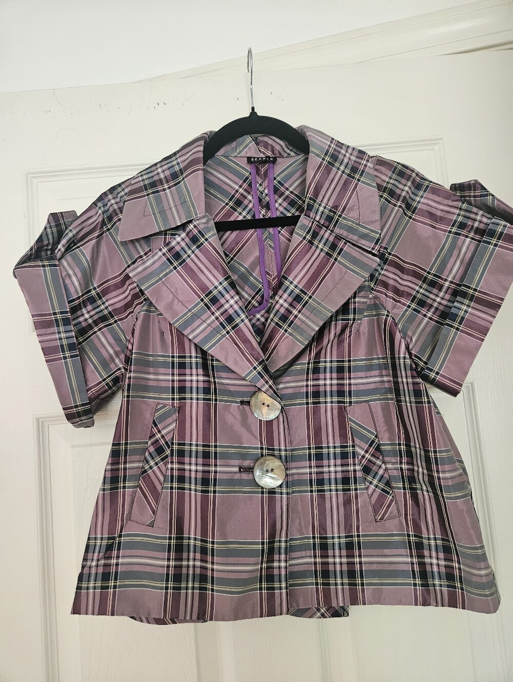 Vintage Searle Pink Plaid Short-Sleeve Top - Size 6
